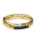 Gold Navy Enamel 3 Pc Rope Bangle Set