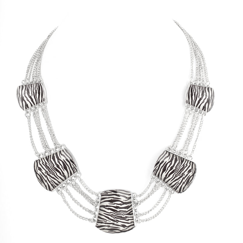 Silver-Tone Metal Zebra Print Necklace