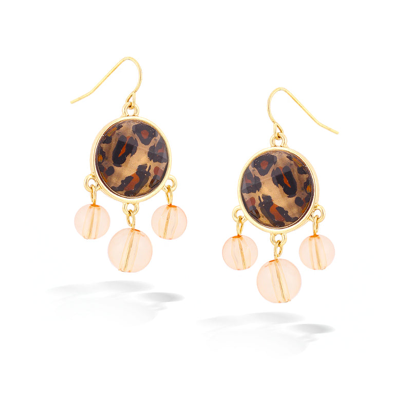 Gold-Tone Leopard Print Acrylic Earrings
