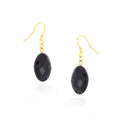 Gold-Tone Metal Black Faceted Earrings