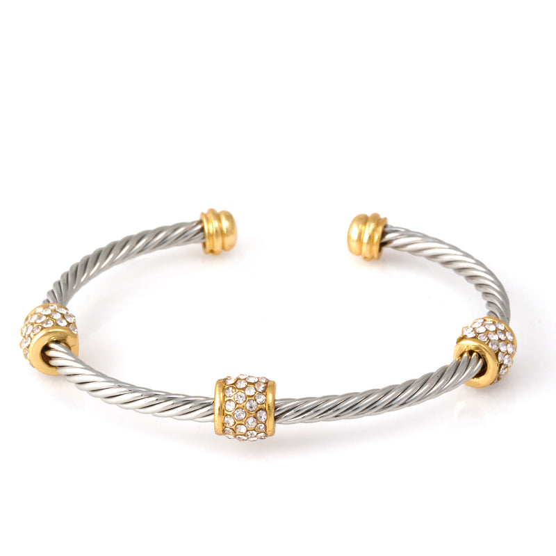 Silver-Gold-Tone Metal Crystal Bracelets