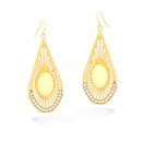 Gold-Tone Cream And Crystal Leaf Shpe Earrings