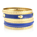 Gold And Navy Set Of 11 Bangles