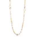 Gold-Tone Metal Cream  Crystal Necklace