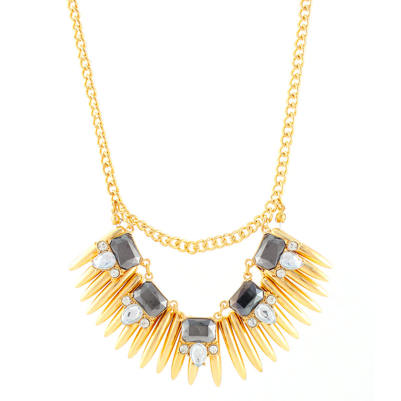 Gold-Tone Hematite And Crystal Necklace