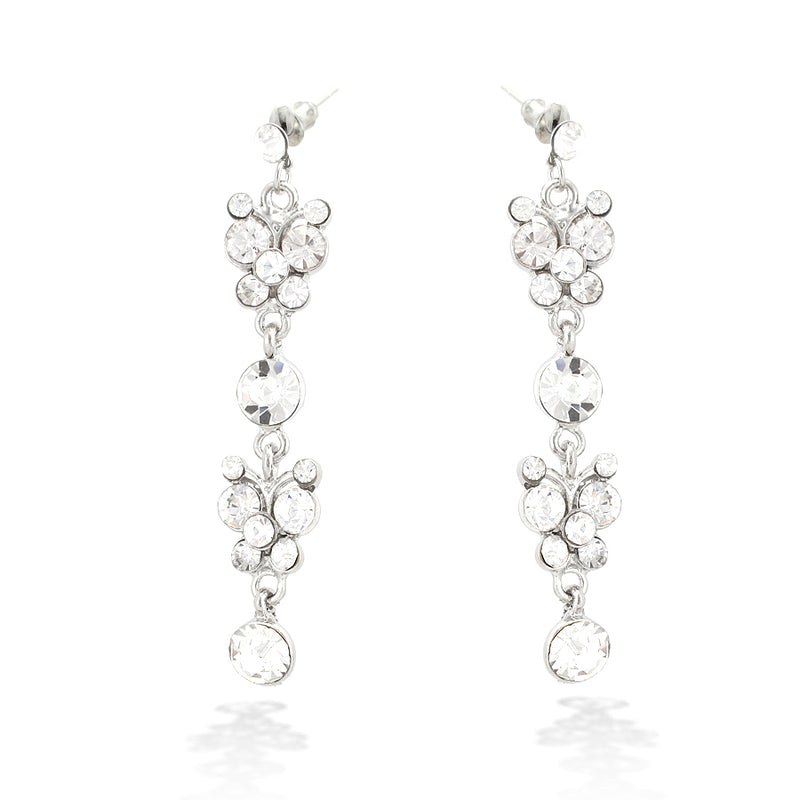 Silver Tone Crystal Earrings