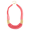 Gold-Tone Coral And Red Bead Necklace