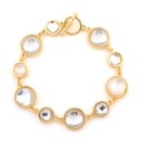 Gold-Tone Metal White Crystal Bracelets