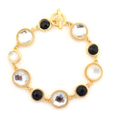 Gold-Tone Metal Black And White Crystal Bracelets