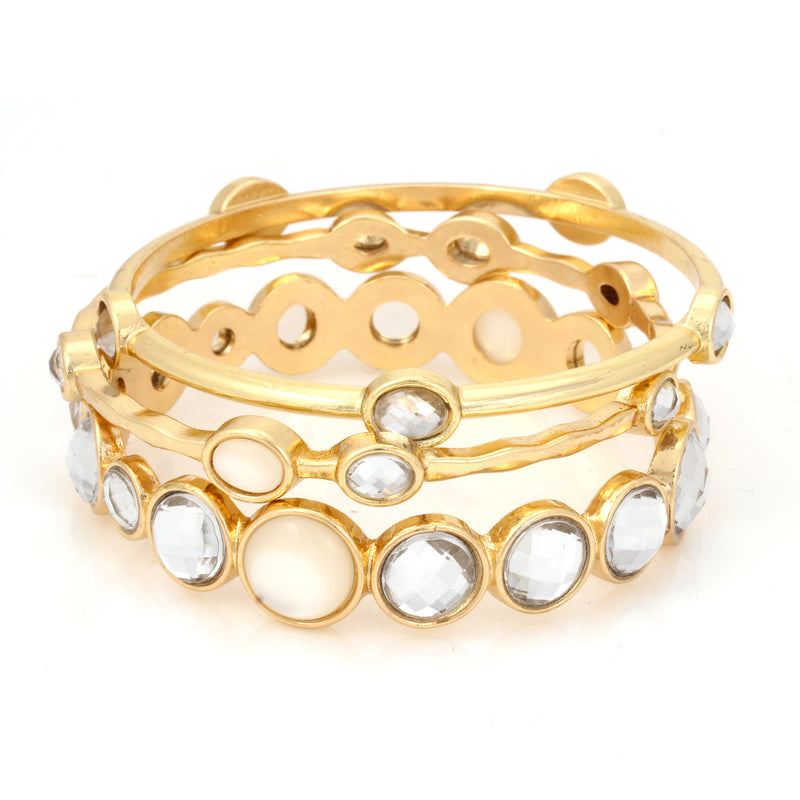 Gold-Tone Metal Crystal 3 Pcs Bracelets