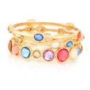 Gold-Tone Metal Multi Color Crystal Set Of 3 Bangles