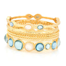 Gold-Tone Mint And Cream Crystal Set Of 6 Bangles