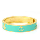 Gold Turquoise Epoxy 60 Mm Oval Hinged Bracelets