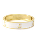 White Epoxy Gold Anchor 60 Mm Oval Hinged Bracelet