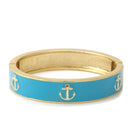 Turquoise Epoxy Gold Anchor 60 Mm Oval Hinged Bracelet