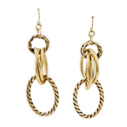 Multi linked chain gold rustic earrings