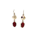 Red and gold pentagon shaped earrings