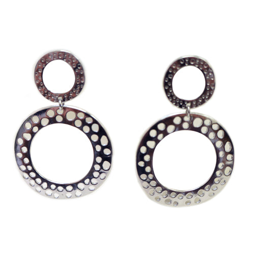Double round silver earrings with mini holes