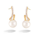 White Pearl With Crystal Gold Earring