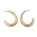 Half hoop gold hammered earrings