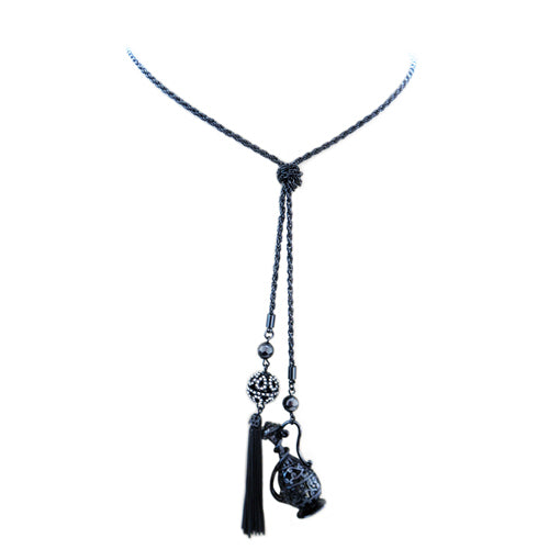 Black chain tassle necklace