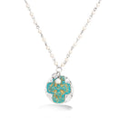 Silver-Tone Metal White Pearl Turquoise Cross Pendant Necklace