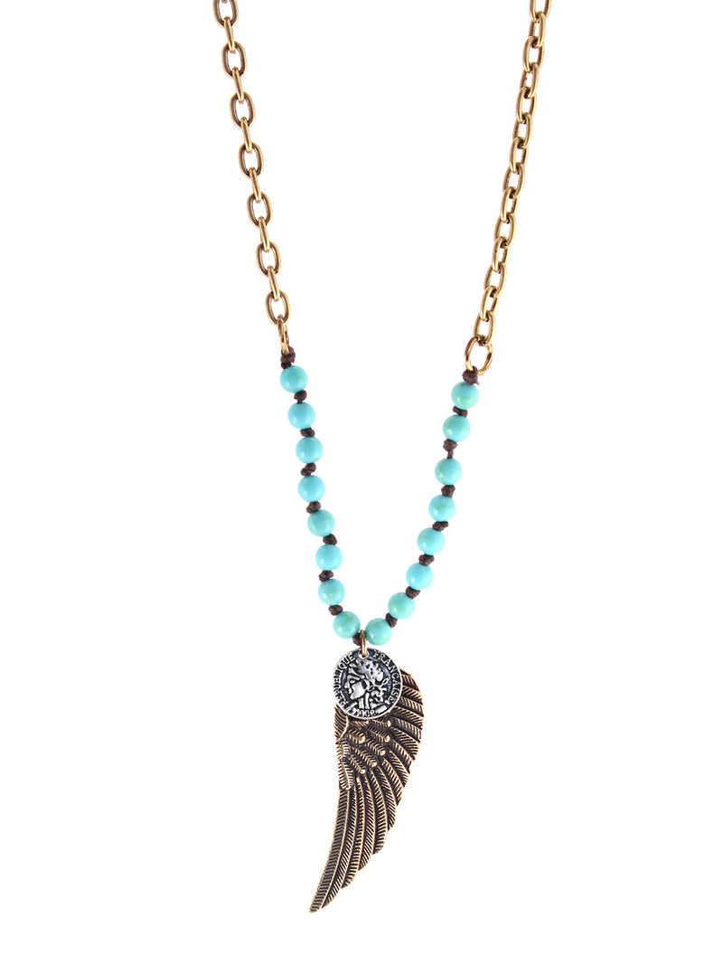 Gold-Tone Metal Turquoise Charm Necklace