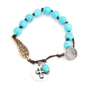 Silver-Tone Metal Turquoise Charm Wrap Around Bracelets
