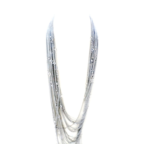 Thin multi silver chain necklace