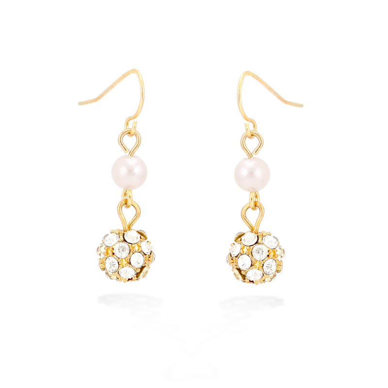 Gold-Tone Crystal Pearl Earrings