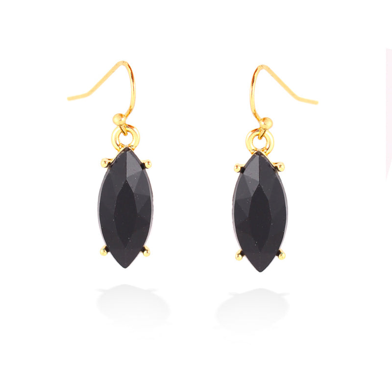 Gold-Tone Black Marquise Earrings