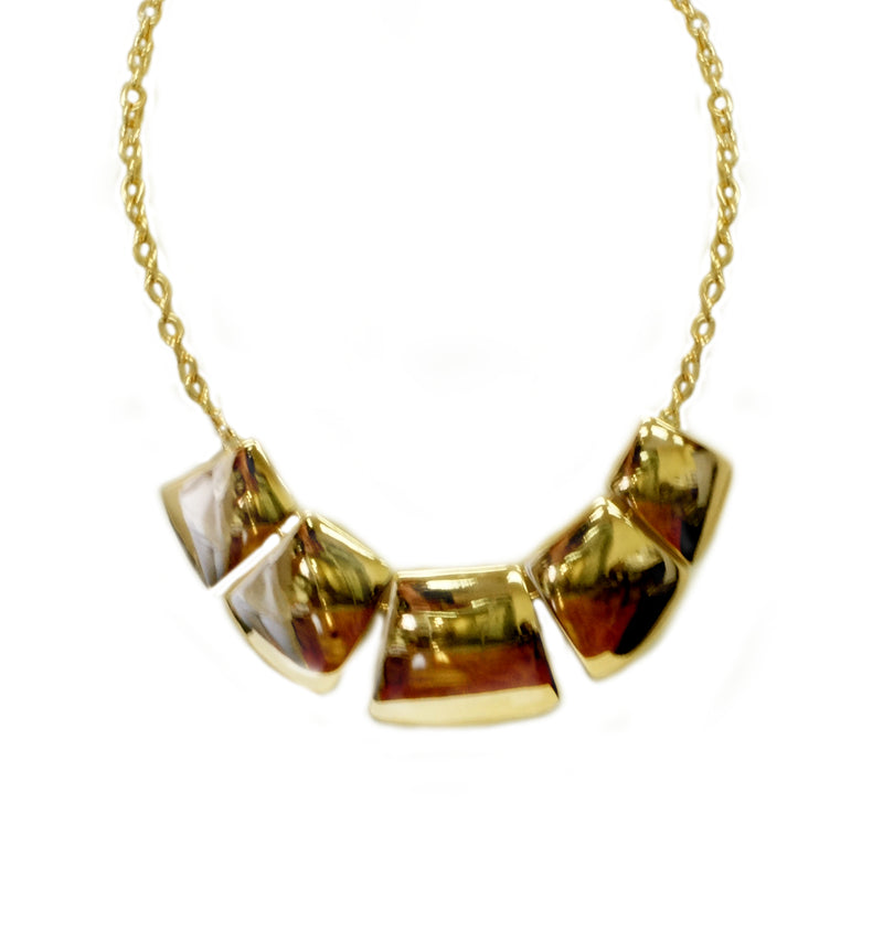 Gold square block necklace