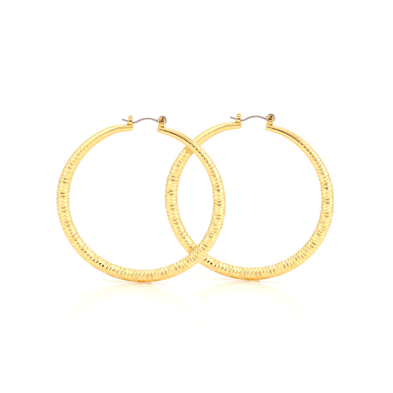 Gold-Tone Steel Post Hoop Earrings