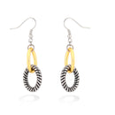 Gold Silver-Tone Metal Rope Earrings