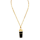 Gold whistle necklace on long gold chain