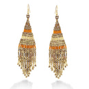 Gold-Tone Antique Brown Natural  Seed Bead Earrings 
