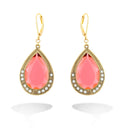 Gold-Tone Metal White Crystal Red Glass Eaerring