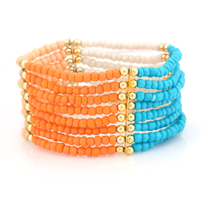 Multi Color Beaded  Stretch Bracelet