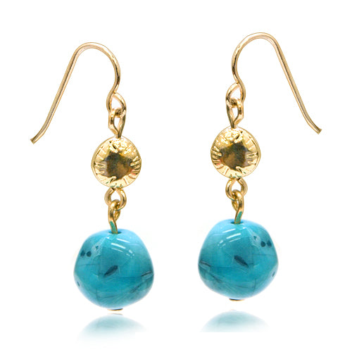Turquoise rock dangling earrings