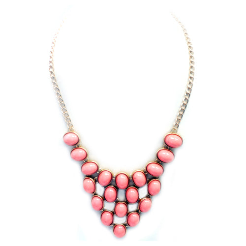 Light pink and gold bib necklace