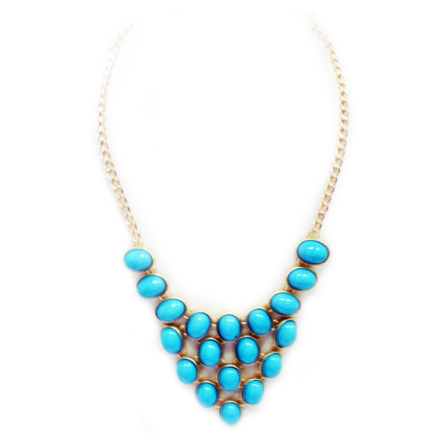 Gold and turquoise bib necklace