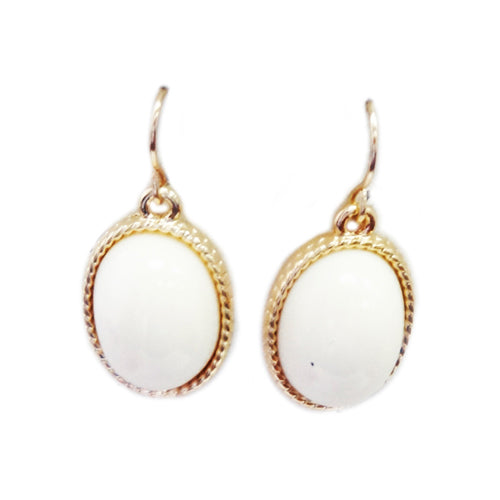 Off white and gold oval earrings