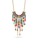 Tazza-Gold-Tone Metal Multicolor Tassel Necklace