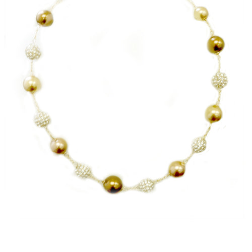 Multi brown pearly shambala necklace