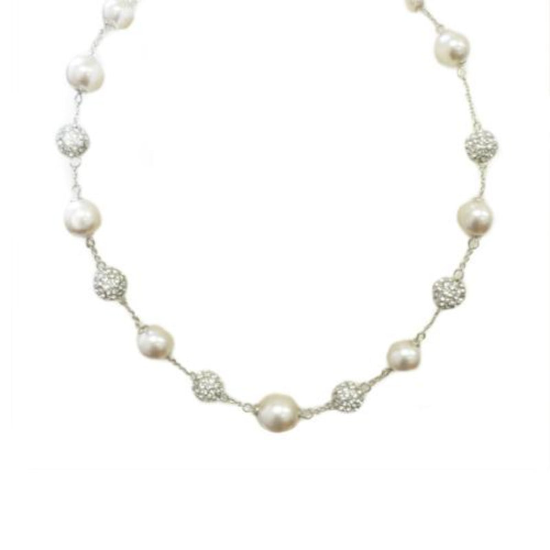 Off white pearl shambala necklace