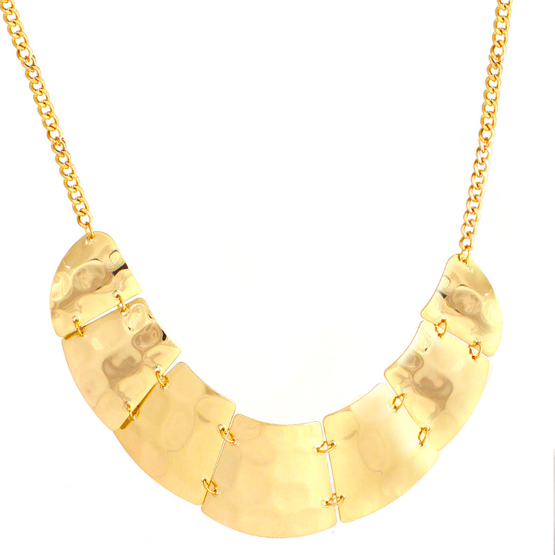 Gold plated hammer bib necklace