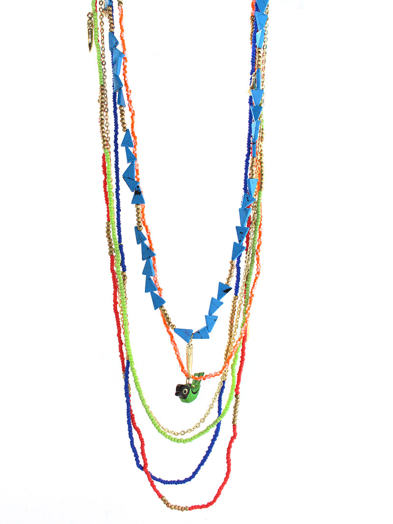 Long multi-colored beaded indian necklace