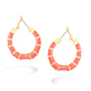 Gold-Tone Enamel Coral Bamboo Earrings