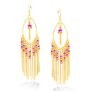 Gold-Tone Multi Color Beads Tassel Earrings