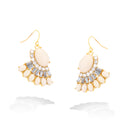 Tone Metal Cristal Cream Earrings